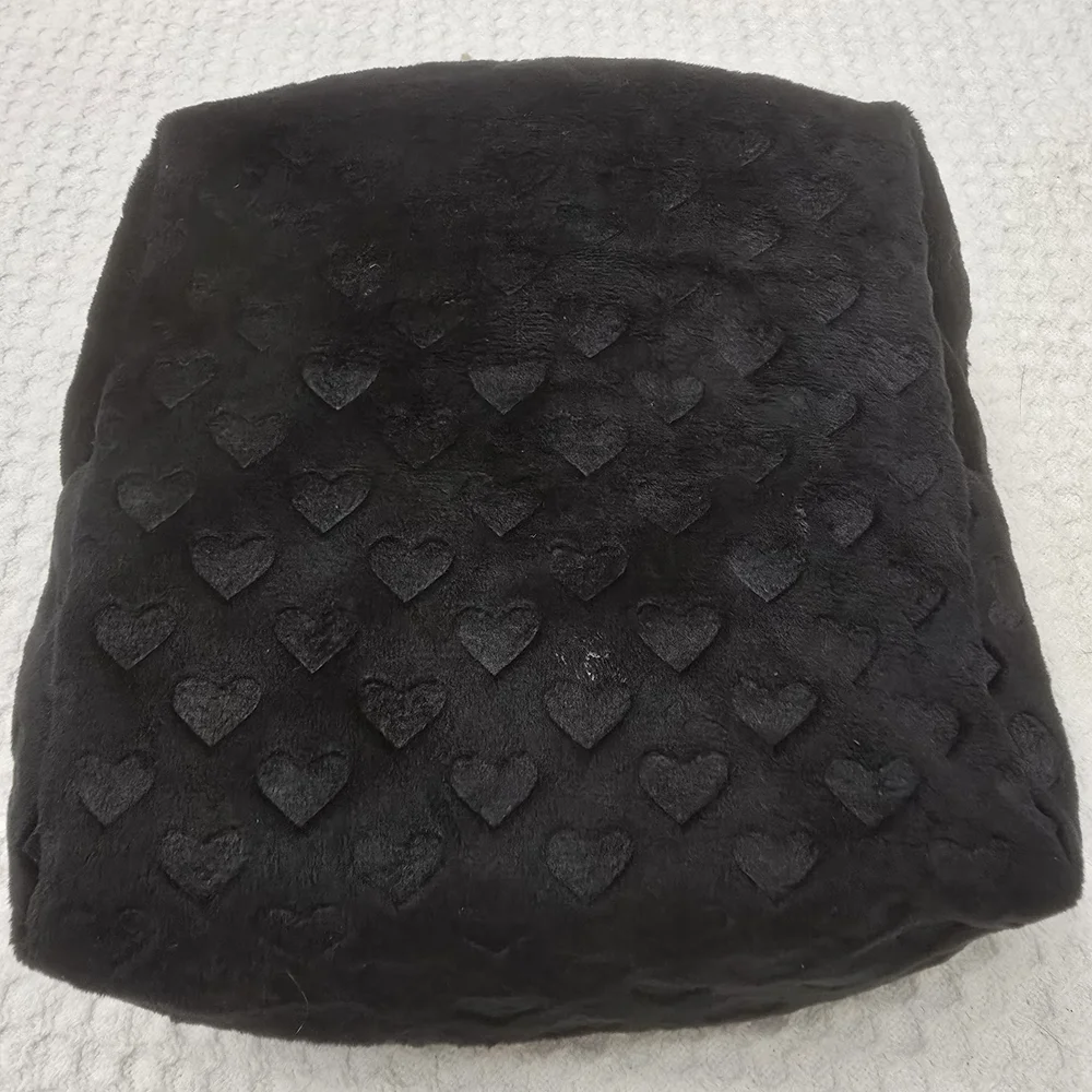 Juicy Couture Black Plush Heart-Pattern Make Up Bag